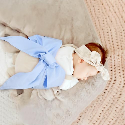Image of Newborn Swaddle Sash, Soft Cotton Bow Decorative Strap for Swaddles, Adorable Maternity Bow Sash, 70x5.5 Inch, Blue