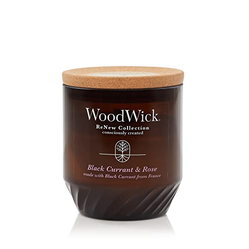 WoodWick® Renew Medium Candle, Black Currant & Rose Scented Candles, 6oz, Plant Based Soy Wax Blend, Made with Upcycled Materials and Essential Oils, Up to 55 Hours of Burn Time by WoodWick - Used condition - CA$20.13