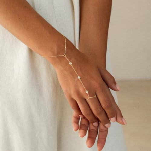 ASCOMY Gold Bracelets for Women 14K Gold/Silver Plated Bracelets Pearl Link Devil's Eye Charm Heart Bracelet Cubic Zirconia Leaf Charm Oval Lock Bangle Four Clover Leaf Dainty Bracelets Gift for Her4