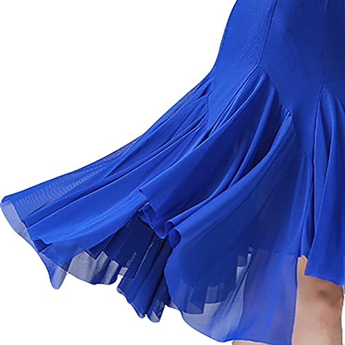 Foto von G-LIKE Moderner Tanz Damen Rock – Latein Tänze Walzer Tango Jazz Salsa Rumba Latin Performance Party Kostüm Dehnbar Midirock Gaze Tanzkleid für Frauen Mädchen (Blau)