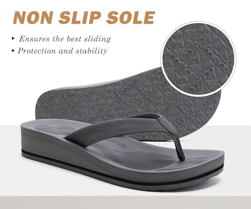 Image of COFACE Flip Flops for Women With Comfortable Arch Support Ladies Fashion Platform Thong Sandals Soft Yoga Mat Sole For Beach /Indoor Outdoor