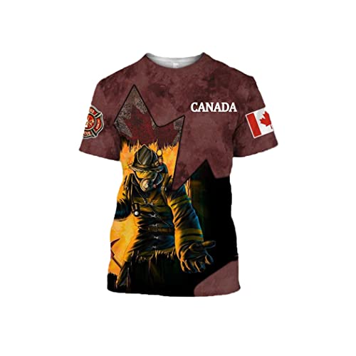 T-shirt d'été cool respirant avec motif 3D Pompier ultra réaliste modèle T-37
