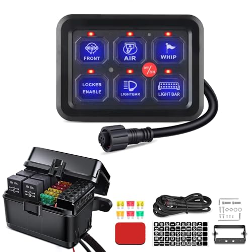 Panneau de commutation 6 interrupteurs bleus universels avec switch pod tactile LED FXC