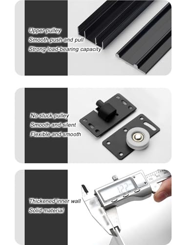 Kit de riel triple para puerta corrediza, aluminio duradero, funcionamiento suave para puertas de armario y gabinete, fácil de instalar, solución de ahorro de espacio para la nización del hogar