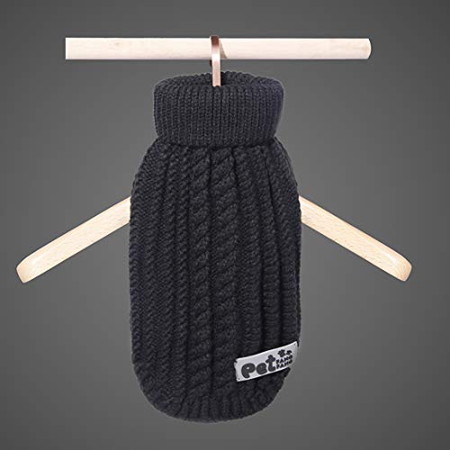 Pullover Sweater für Kleine Hunde Hundekostüm Einfarbig Vest Welpen Strickpullover Hundemantel Pulli Bekleidung Herbst Winter Sweatshirt Haustier (XXS, schwarz)