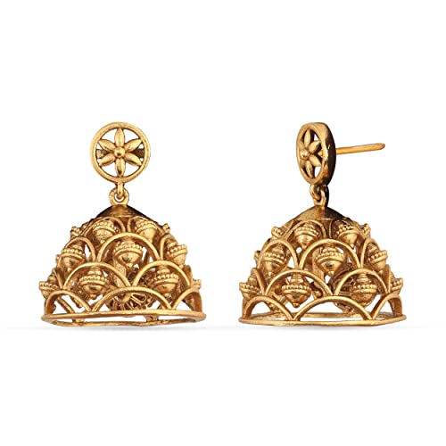 TARINIKA Brass Indian Choker Necklace Set - Gold Plated Cubic Zirconia Indian Jewelry Sets for Women Dangle, Drop, Jhumka Earrings Traditional Desi Necklace Pearls Gift for her4