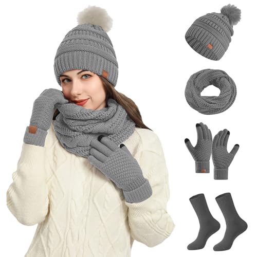 Ensemble bonnet tricoté élastique chaud femme gants running