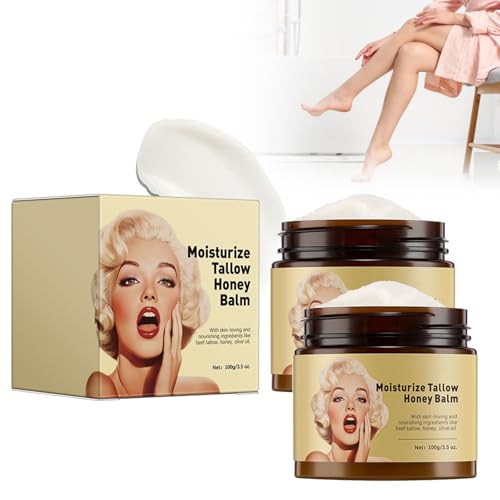 Wootapson 2PC Beef Tallow Cream,Beef Tallow Moisturiser,Tallow Bio For Skin Care,Beef Tallow And Honey Balm,Tallow Cream Bio,Tallow And Honey Balm,Hidratación y Humectación Profundas Para El Cuerpo