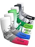 6 Pairs Arm Sleeve UV Sun Protection Arm Sleeves Cooling Sports Sleeve Anti Slip Ice Silk Arm Warmers Arm Covers for Men Women (Elegant)