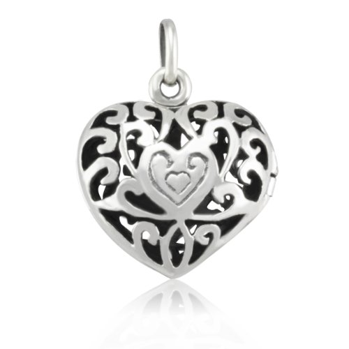 WithLoveSilver Sterling Silver 925 Stencil Heart Love Locket Pendant