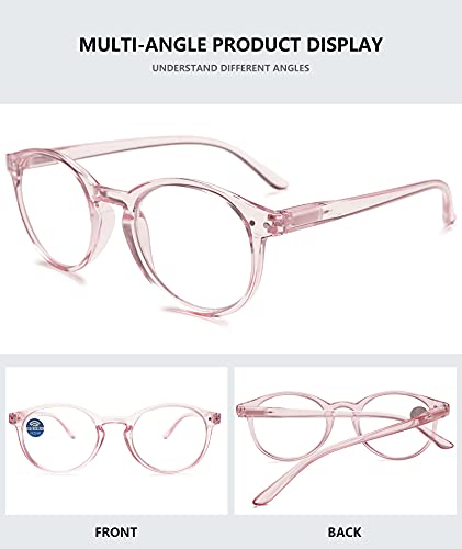 MAGIMODAC Ladies Anti Blue Light Reading Glasses Round Oval Lightweight Eyeglasses Women Readers Glasses +1.0 +1.25 +1.5 +1.75 +2.0 +2.25 +2.5 +2.75 +3.0 +3.5 +4.0 (Transparent Pink - Image 3