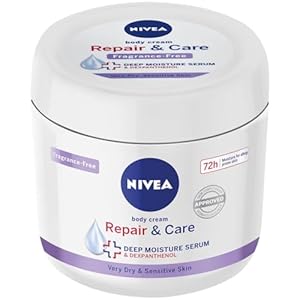 NIVEA Body Repair & Care Cream (400ml Jar), Sensitive Moisturising Cream with NIVEA DEEP MOISTURE SERUM, Body Cream with Strengthening Formula, Body Cream for Dry Skin