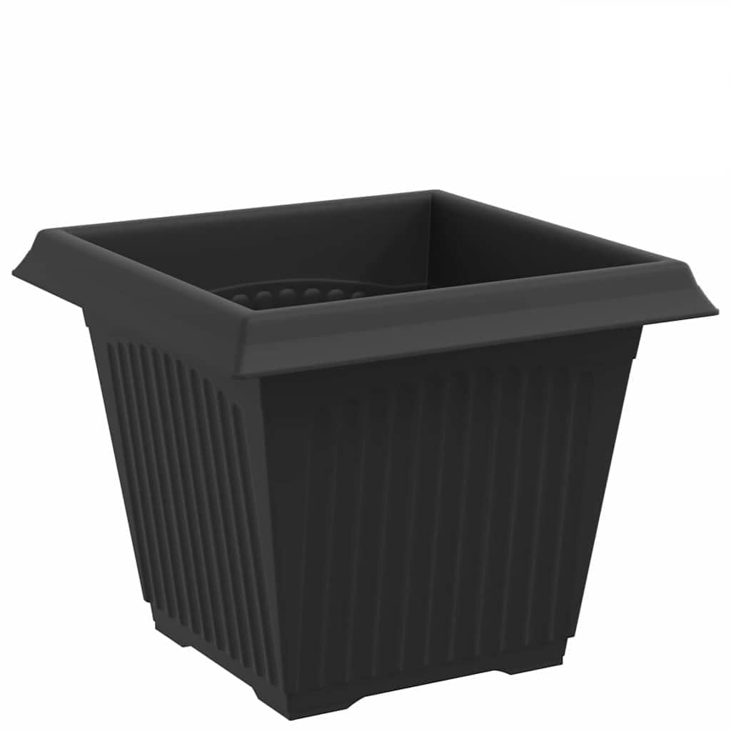 Lot de 24 pots de fleurs carrés - 20 x 20 x 16 cm - Noir - Moderne - En plastique - Pour balcon, terrasse et jardin - Avec trous de drainage