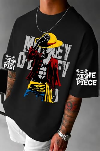 Image of URBAN HAZE Men Oversized Cotton Blend T Shirt Round Neck Tee Casual Graphic Printed Drop Shoulder Shirt Streetwear Fashion Budget T Shirt Under 299 Unisex Everyday Style