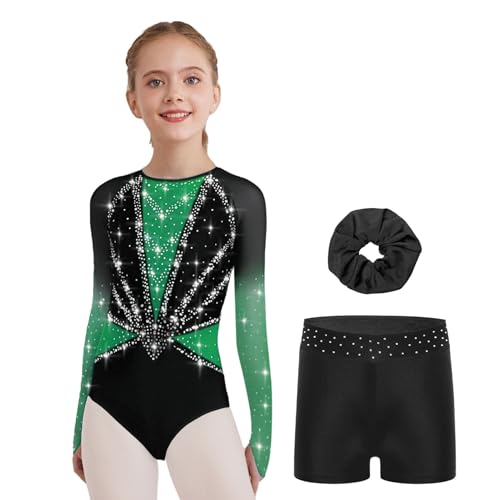 Leotards ballet gymnastique filles manches longues avec shorts