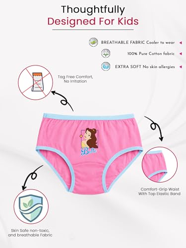 Image of BODYCARE Kids Girls Panty Ultrasoft Underwear 100% Cotton Multicolor Soft Comfortable | Skin Friendly | Innerwear Pack of 6-Assorted