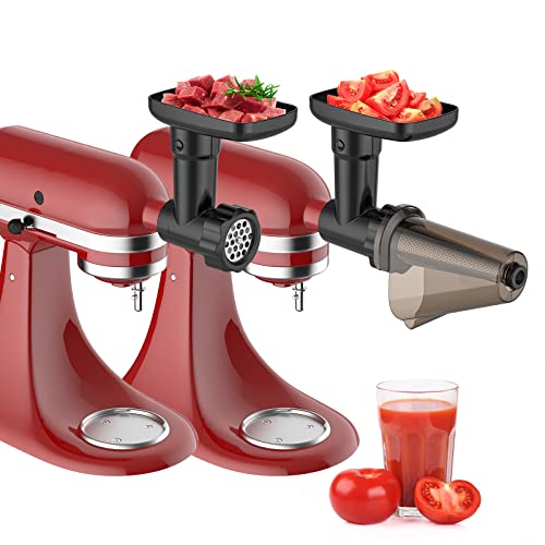 Comparison: Best Juicer Attachment For Kitchenaid 11 Fruit & Vegetable Strainer Attachment Set for Kitchenaid Stand Mixer, Includes Food Grinder Attachment with Sausage Stuffer Tubes and Juicer Auger, Meat Grinder Attachment for Kitchenaid by InnoMoon