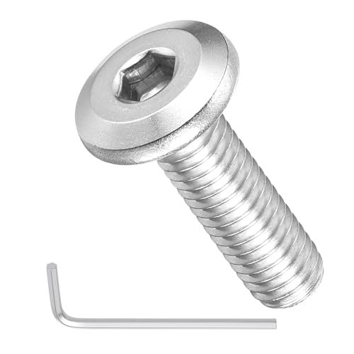 Image of METALLIXITY Flat Head Hex Socket Cap Screws Bolts(M6-1x20) 20Pcs, with Wrench Steel Hex Socket Furniture Bolts Screws - for Furniture Woodworking Project, Silver Tone