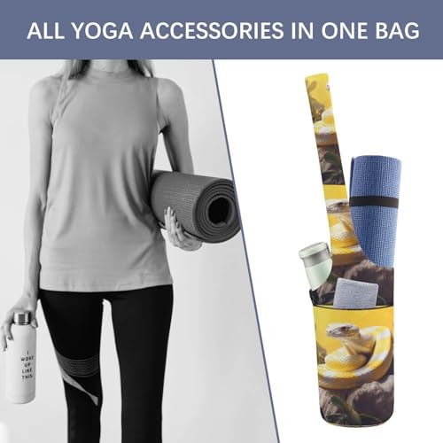 Sac de tapis de yoga python jaune en toile pour transport et rangement optimal - 4