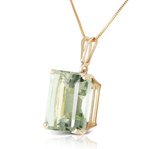 Galaxy Gold GG 14k White Rose Yellow Gold Necklace with 6.5 Carats Octagon-cut Natural Green Amethyst 25913