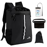 Dry Bag Backpack,20L Dry bags Waterproof Kayaking with Waist Pouch and Phone Case,Waterproof Backpack Marine dry bag for Kayaking,Beach,Rafting, Boating,Hiking,Camping and Fishing (Black)