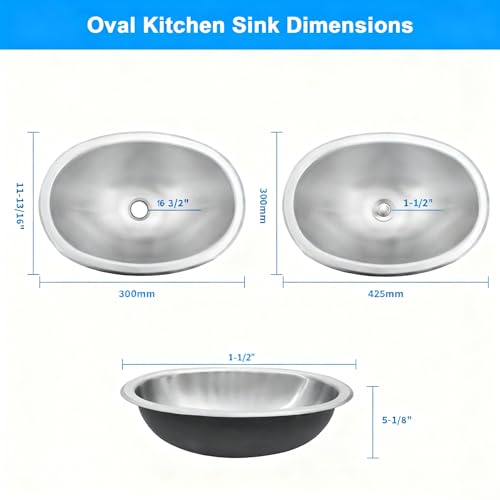 Image of RV Kitchen Sink, 16 inch x 11 inch x 5 inch Stainless Steel Bar Sinks, 16 Inch Small Kitchen Sinks Can Be Used At Rv, Outdoor, Bathroom,laundry, Included Sink Drain Assembly