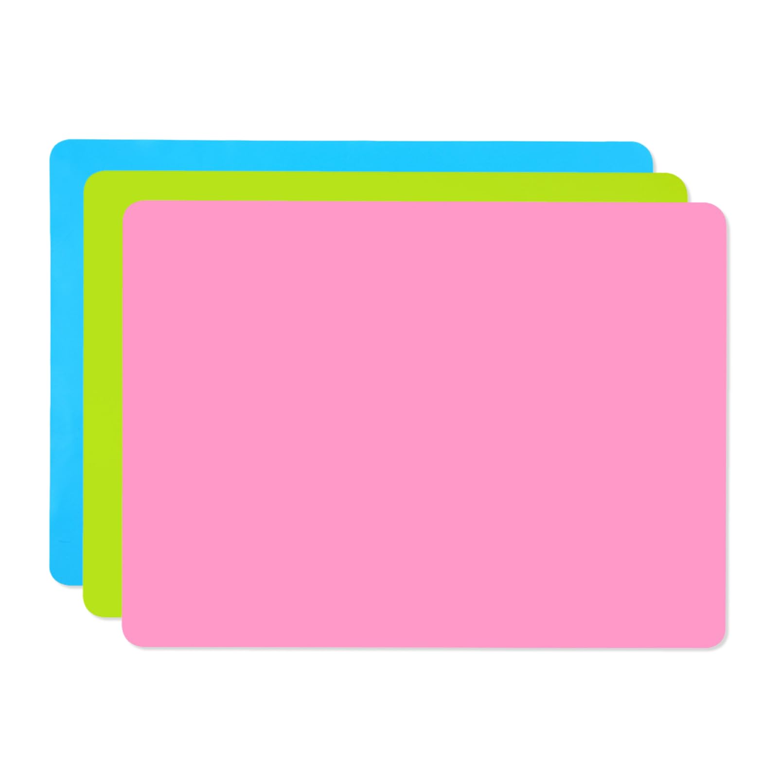 3 Pcs Silicone Mats for Worktops, Craft Mat, Silicone Mats for Crafts, Non Slip Table MatsNon-Stick Table Placemats, Baking Sheets for DIY Arts Resin Countertop Protector (40x30cm, Pink/Blue/Green)