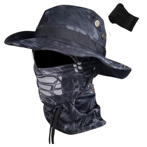 Cooling Neck Gaiter Face Mask Boonie Hat Set Boonie Hats for Men Military Neck Headband Glasses Set