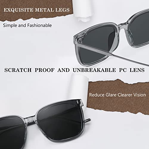 FEISEDY Women Classic Oversized Square Sunglasses Metal Temple Cute Trendy Shades Men B28864