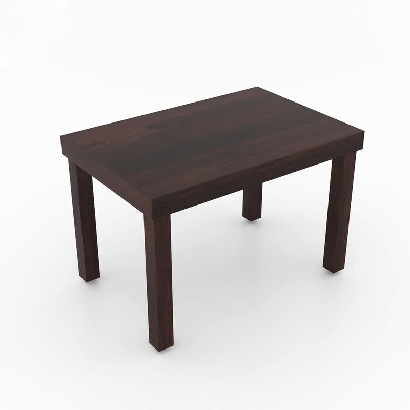 Image of Furniture Solid Sheesham Wood 4 Seater Dining Table Set with 3 Cushioned Chairs and Bench | Wooden Four Seater Dinner Table Set for Living Room, Kitchen, Dining Area and Home (Walnut Finish)