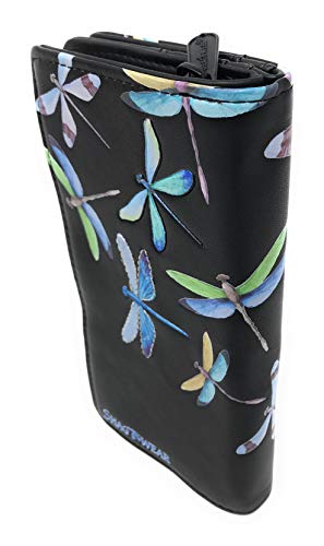 Shag Wear Dragonflies Large Insect Wallet for Women and Teen Girls Vegan Faux Leather 7" Black2