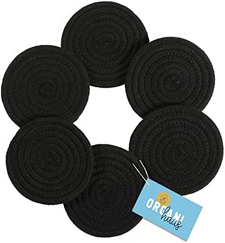 OrganiHaus Set of 6 Gray Woven Coasters for Wooden Table | Cup Coasters for Drinks | Absorbent Coasters | Cute Fabric Coasters | Farmhouse Coasters for Coffee Table | Moisture Absorbing Coasters