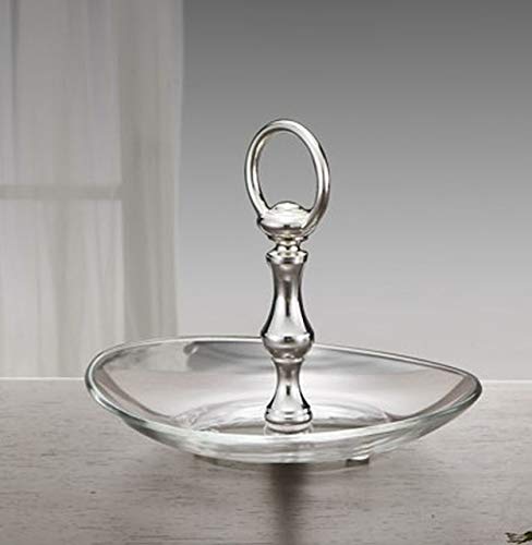 SWEET HOME Alzata in Vetro per Dolci e Frutta con Manico in Metallo Placcato Argento cod.5021440 cm 20x19x16,5h by Varotto & Co.