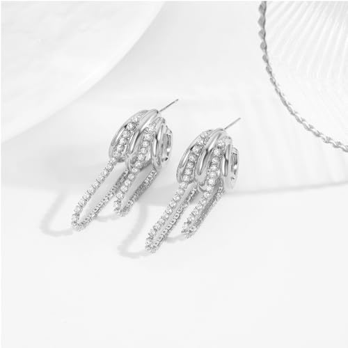 14K Gold Plated/White Golde Plated Triple Hoop Earrings for Women, Chunky Hoop Earrings Hypoallergenic CZ Drop Dangle Trendy Dainty Jewelry G Women2