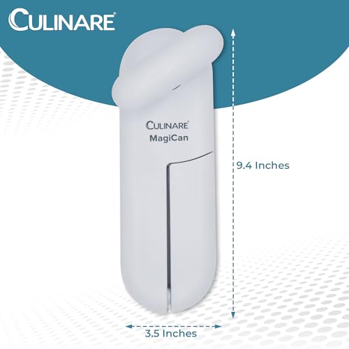 Culinare MagiCan, Manual Can Opener with Lid Release - Heavy Duty Lid Opener Kitchen Gadgets - Home Can Lid Opener Manual - Easy to Use Hand Held Effortlessly Open Cans, White, Stainless Steel