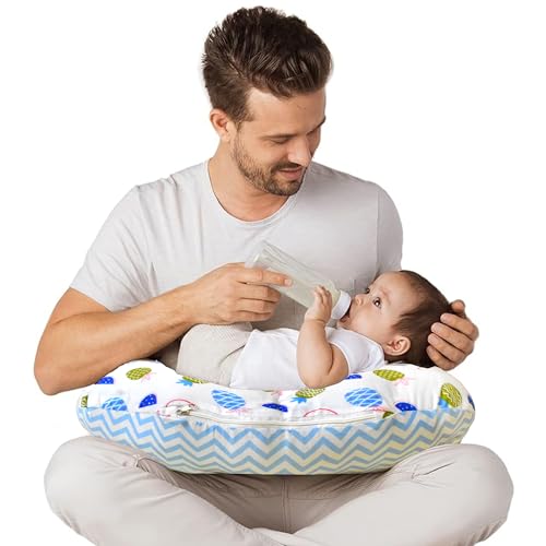 Image of VParents Multipurpose Baby Feeding Nursing Cum Maternity Pillow for New Born Cotton, Recommended for Maternity, Nursing, Medical Fruity (Blue) 110590