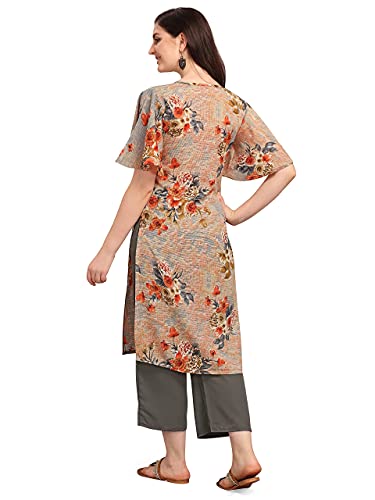 Image of EthnicJunction Women's Crepe Floral Printed Ready to Wear Straight Kurti