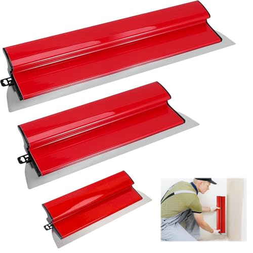 Kit 3 Spatules à Enduit – Lames Acier Inoxydable 25 cm, 40 cm, 80 cm – Set de Lisseuses Plaquiste – Outils Finition Murales pour Placo, Plâtre et...