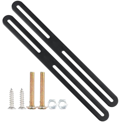 Connecteurs Plats Réglables, 2 PCS Connecteurs Métalliques, Support pour Boîte au Lettre, Raccords Bois en Plaque de Connexion avec Fente Longue, Plaques de Réparation en Métal pour Bois Meubles, Noir