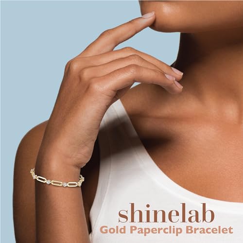 Paperclip Bracelet for Women Couple Bracelets with CZ Chain Strand Jewelry Gift for Girls4