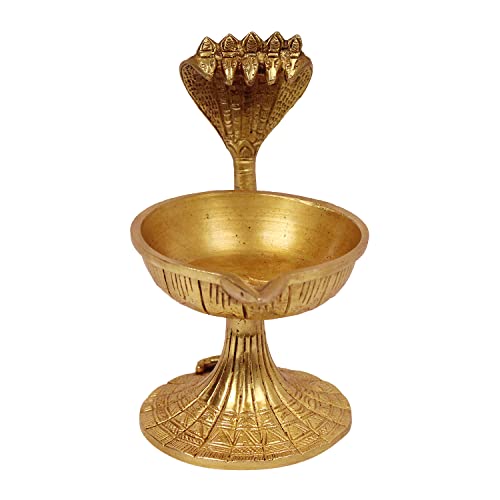 Image of Artavrko Big Brass Sheshnaag Om Diya Handle Aarti Incense Burner, Loban Burner ,Bakhoor Burner, Dhoop Dhuni, Sambrani Dhoop for Home, Offices & Temples (6.5x3.5x5.5 Inches)