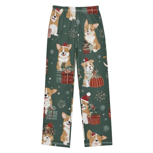 ZZXXB Puppy Dogs Xmas Trees Boys Long Pants Soft Trousers Elastic Waist Kids Lounge Bottoms with Pockets S-XL