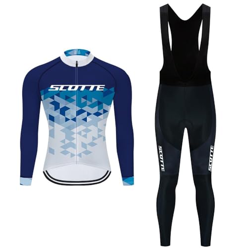 Moxilyn Hommes Cyclisme Automne Complet Vêtements De Cyclisme Ensemble À Manches Longues Combinaison De Vélo VTT Pantalon Avec Rembourré 20D Respirant