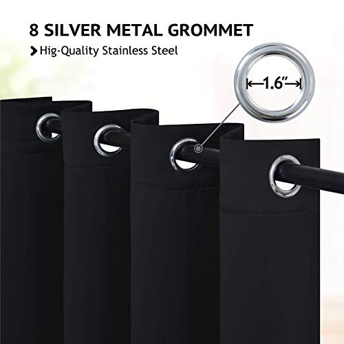 Image of COSVIYA Grommet Blackout Room Darkening Black Curtains 72 inch Length | Thick Polyester Light Blocking Insulated Thermal Window Curtain Drapes for Bedroom /Living Room,52x72 inches,2 Panels