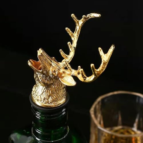 Image of Gold Deer Head Elegant Liquor Bottle Pourer, Ideal for Home Dining, Parties and Gifting