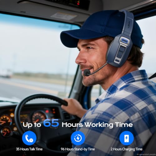 Image of LEVN Bluetooth Headset with Microphone, Trucker Bluetooth Headset with AI Noise Cancelling & Mute Button, Wireless On-Ear Headphones 60 Hrs Working Time, for Trucker Home Office Remote Work Zoom
