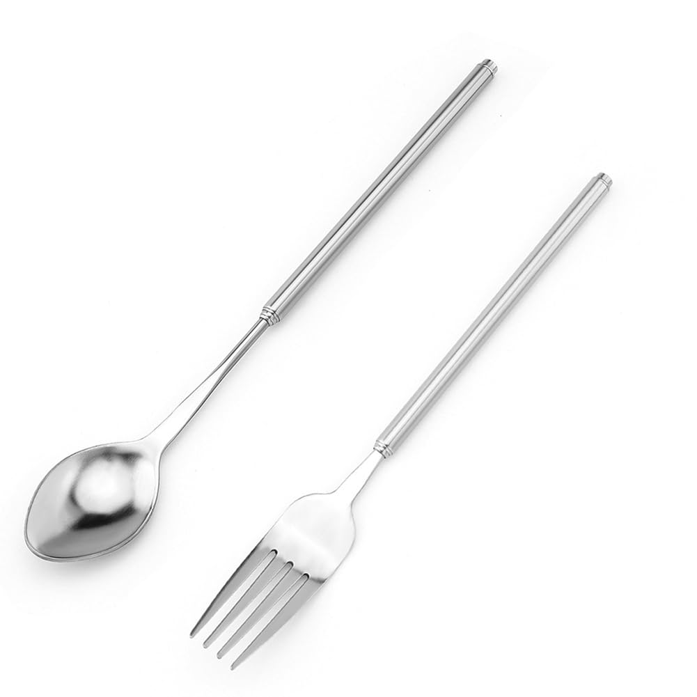 CTRLZS Retractable Fork and Spoon Set Barbecue, Dinner, Dessert Tableware Adjustable and Lengthened Anti-Scalding Tableware
