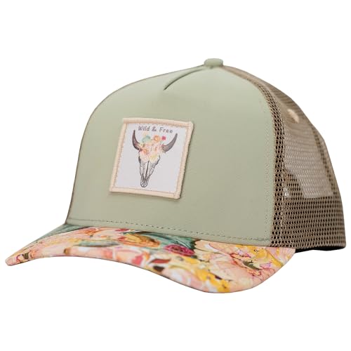 Wild & Free Hats Boho Snapback Kids Hat Trucker Style Toddlers Children Caps Adjustable Moab Baby Gifts (US, Age, 12 Months, 4 Years, Green)