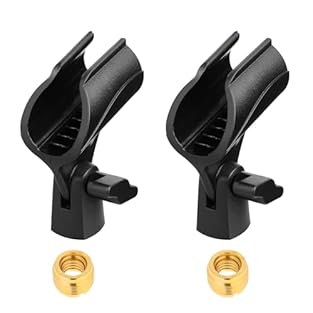 【Package Include】This microphone clip set contains 2 pack of adjustable microphone holder clips, enough for your daily use. 【Universal】This microphone clip is shipped with 5/8" male to 3/8" female metallic screw adapter, which is suitable for most ha...