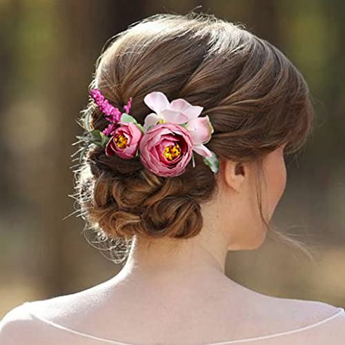 Fangsen Silver Wedding Rose Flower Hair Comb Bridal Flower Hair Clip Floral Hair Accessories For Women And Girls (Purple) #TOP4